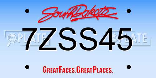 7ZSS45 South Dakota License Plate