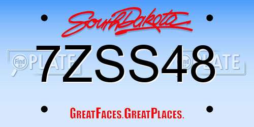 7ZSS48 South Dakota License Plate