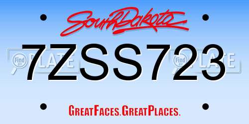 7ZSS723 South Dakota License Plate