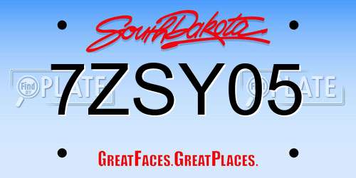 7ZSY05 South Dakota License Plate