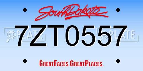 7ZT0557 South Dakota License Plate