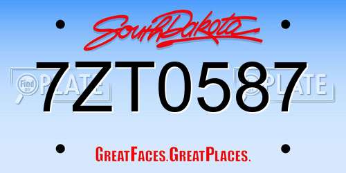 7ZT0587 South Dakota License Plate