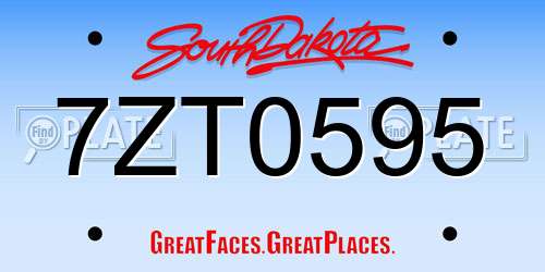 7ZT0595 South Dakota License Plate
