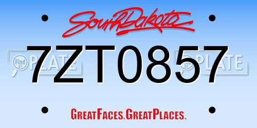 7ZT0857 South Dakota License Plate