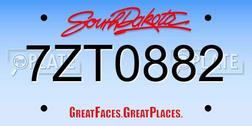 7ZT0882 South Dakota License Plate