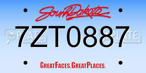 7ZT0887 South Dakota License Plate