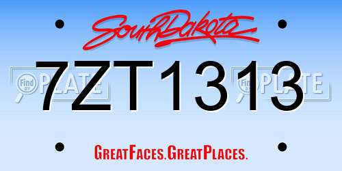 7ZT1313 South Dakota License Plate