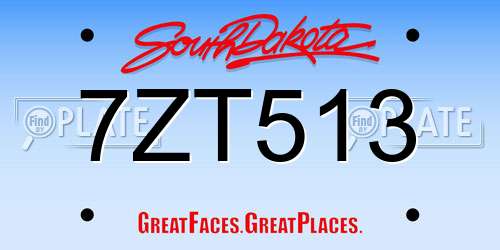 7ZT513 South Dakota License Plate