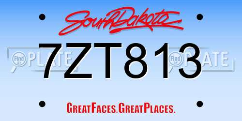 7ZT813 South Dakota License Plate