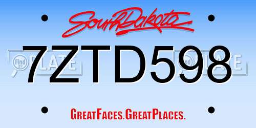 7ZTD598 South Dakota License Plate