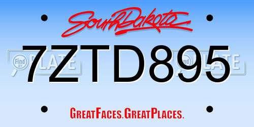 7ZTD895 South Dakota License Plate