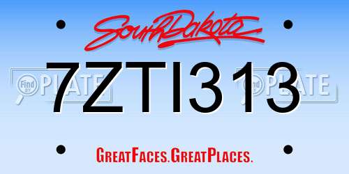 7ZTI313 South Dakota License Plate