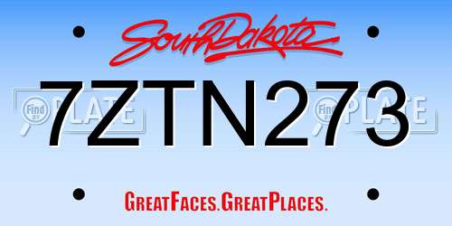7ZTN273 South Dakota License Plate