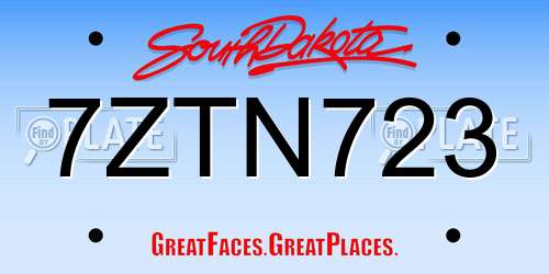 7ZTN723 South Dakota License Plate