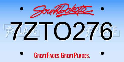 7ZTO276 South Dakota License Plate