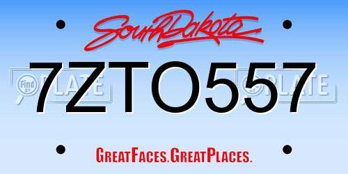 7ZTO557 South Dakota License Plate