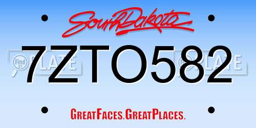 7ZTO582 South Dakota License Plate