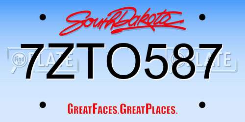 7ZTO587 South Dakota License Plate