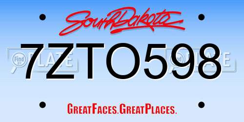 7ZTO598 South Dakota License Plate