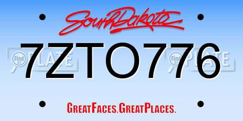 7ZTO776 South Dakota License Plate