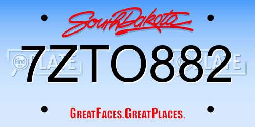 7ZTO882 South Dakota License Plate