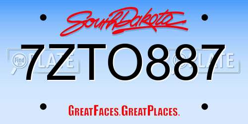7ZTO887 South Dakota License Plate