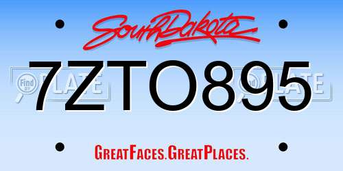 7ZTO895 South Dakota License Plate