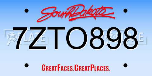 7ZTO898 South Dakota License Plate