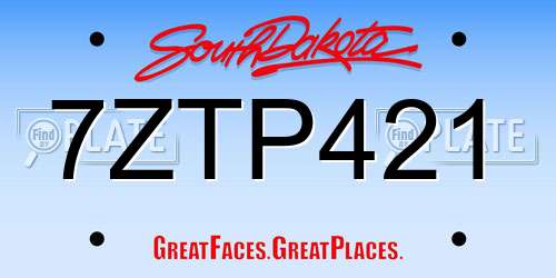 7ZTP421 South Dakota License Plate