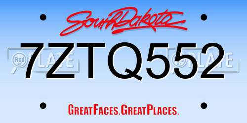 7ZTQ552 South Dakota License Plate