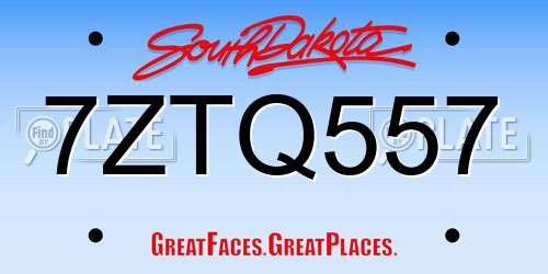 7ZTQ557 South Dakota License Plate
