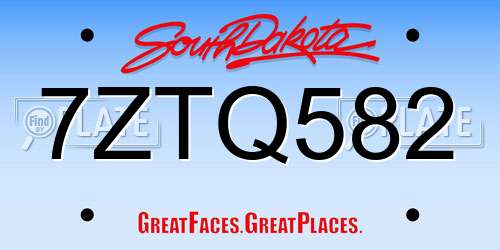 7ZTQ582 South Dakota License Plate