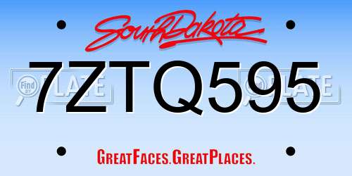 7ZTQ595 South Dakota License Plate