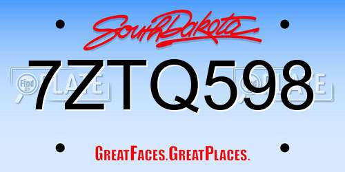 7ZTQ598 South Dakota License Plate