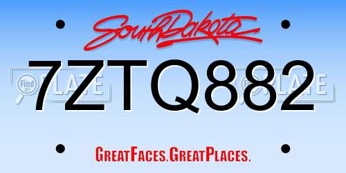 7ZTQ882 South Dakota License Plate