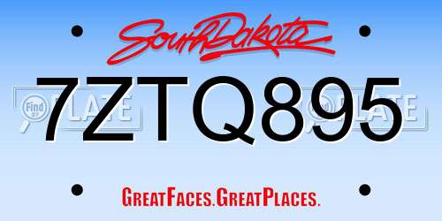 7ZTQ895 South Dakota License Plate