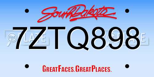 7ZTQ898 South Dakota License Plate