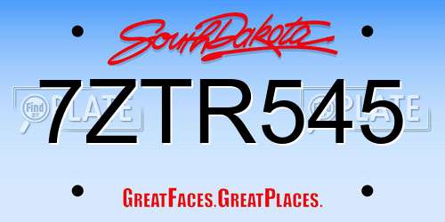 7ZTR545 South Dakota License Plate