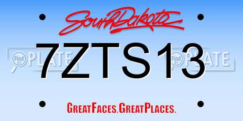 7ZTS13 South Dakota License Plate
