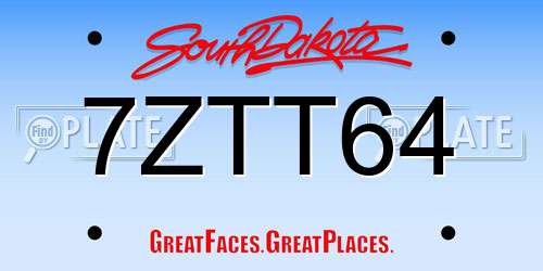 7ZTT64 South Dakota License Plate