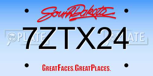 7ZTX24 South Dakota License Plate