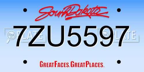 7ZU5597 South Dakota License Plate