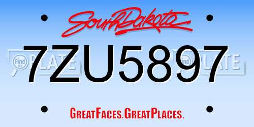 7ZU5897 South Dakota License Plate
