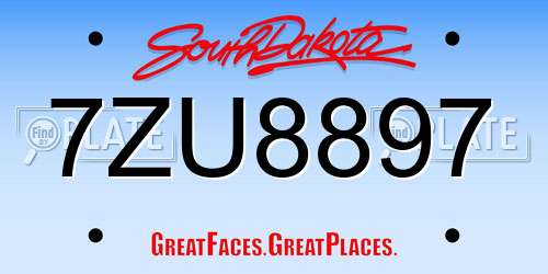 7ZU8897 South Dakota License Plate
