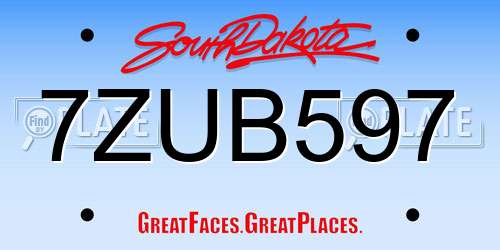 7ZUB597 South Dakota License Plate