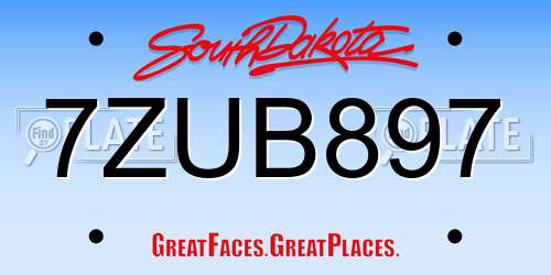 7ZUB897 South Dakota License Plate