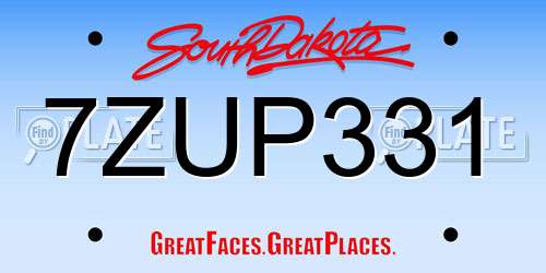 7ZUP331 South Dakota License Plate