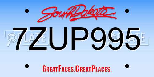 7ZUP995 South Dakota License Plate