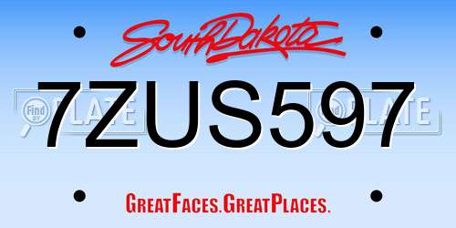 7ZUS597 South Dakota License Plate