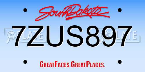 7ZUS897 South Dakota License Plate